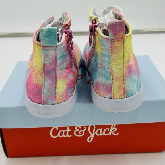 NIB Cat & Jack Toddler Girls Karma Zip Up High-Top Canvas Sneakers Tie Dye Sz 12 - Picture 5 of 6